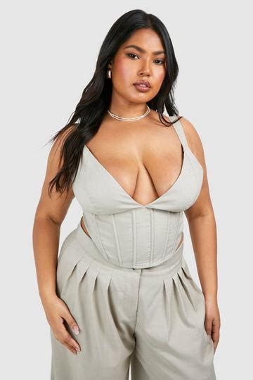 Plus Size Linen Tops Boohoo Uk