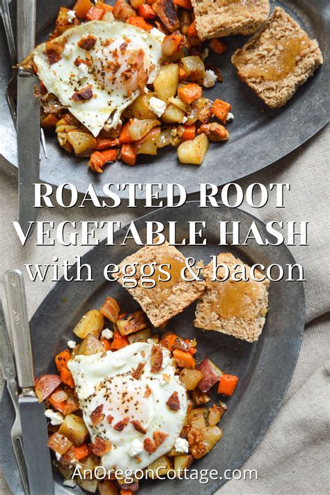 Roasted Root Vegetables Hash With Eggs And Bacon Easy Sheet Pan Meal