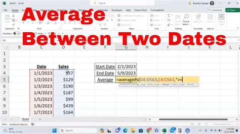 How To Use Averageifs To Calculate The Average Between Two Dates