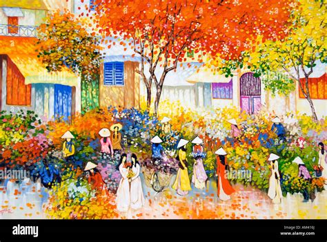 Detail Of Contemporary Vietnamese Oil Painting Stock Photo Alamy