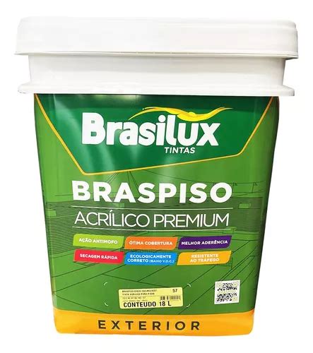 Tinta Piso Braspiso Acetinado Cinza Escuro 18l Brasilux Frete grátis