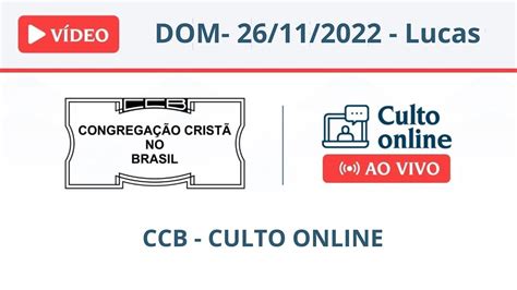 Santo Culto A Deus Vídeo Dom 23112022 1830 Lucas 736 Youtube