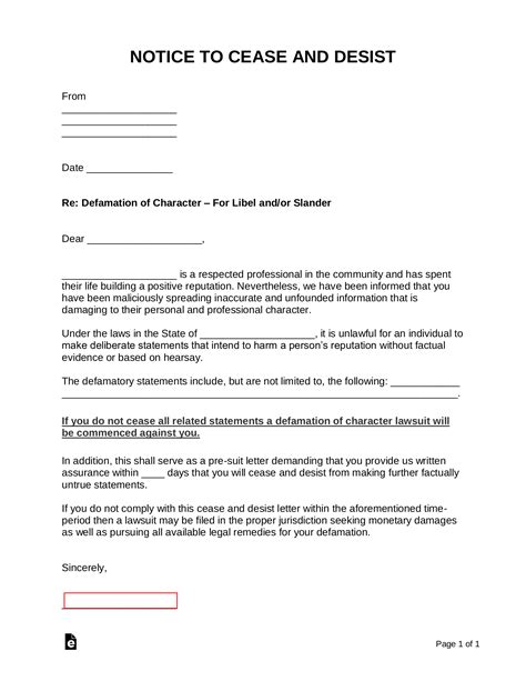 Free Defamation (Slander / Libel) Cease and Desist Letter - PDF | Word ...