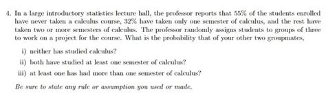 Solved In A Large Introductory Statistics Lecture Hall Chegg