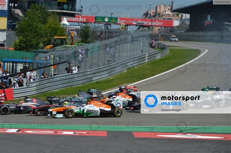 Nico Hulkenberg Ger Sauber C Leads The Mid Field At The Start Of