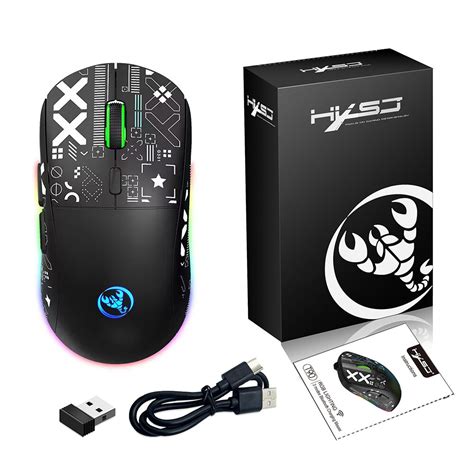 HXSJ T90 2 4G Triple Mode Wireless Mouse 800 3600DPI Adjustable RGB