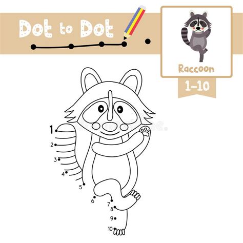 Dot To Dot Educational Game And Coloring Book Dancing Raccoon Animal