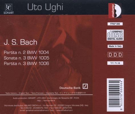 Johann Sebastian Bach Sonaten Partiten F R Violine Bwv Cd