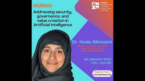 PMI UAE Chapter Dr Hoda Alkhzaimi Dir Of Center Of Cyber Security