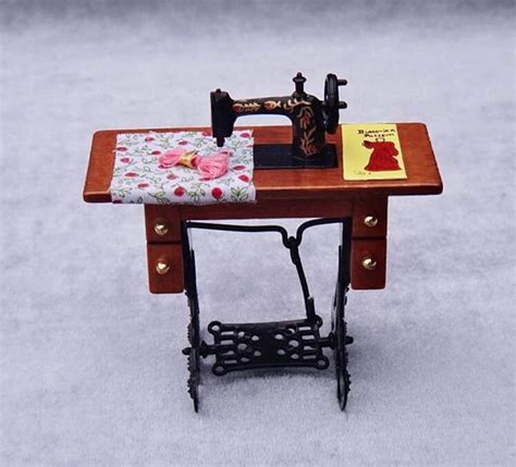 Miniature Vintage Sewing Machine Miniature Furniture Dollhouse | Etsy