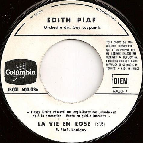 Edith Piaf – La Vie En Rose | Releases | Discogs