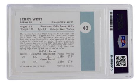 Jerry West Signed Fleer Rc Reprint Psa Pristine Auction