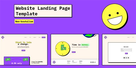 3 Pages Website Landing Page Template Neo Brutalism Figma Community