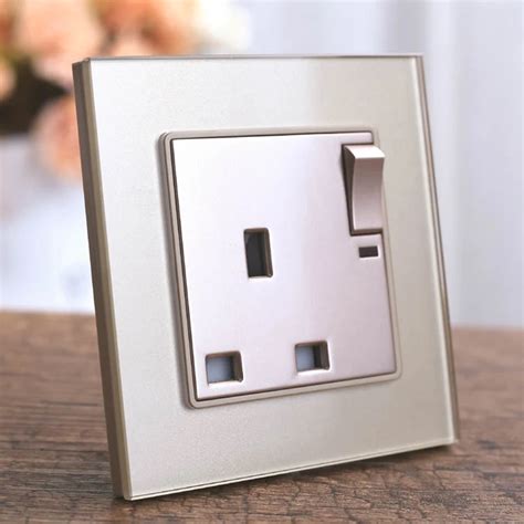 1Gang 1Way Push Button Switch 13A UK Standard Socket Wall Power Outlet