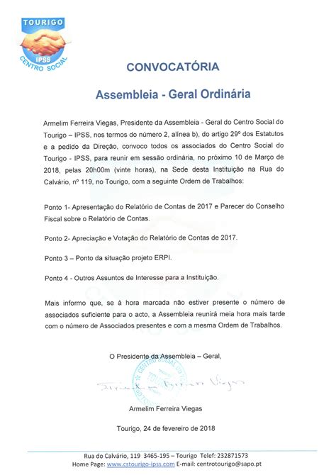 Convocatória Assembleia Geral Ordinária 11 De Março 2018