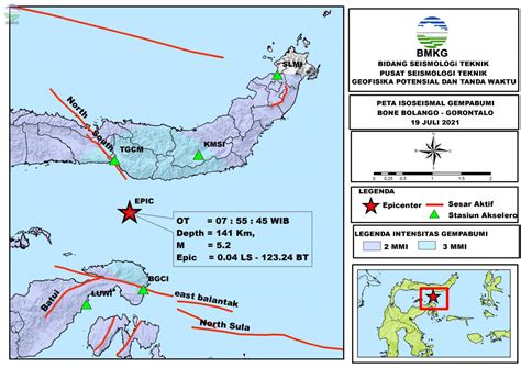 Peta Isoseismal Gempabumi Bone Bolango Gorontalo 19 Juli 2021 Bmkg