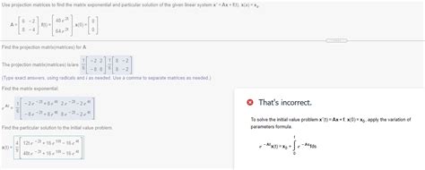 Solved Use Projection Matrices To Find The Matrix