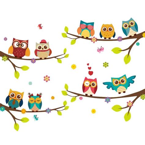 Wall Sticker Tree Owl Bird Pattern Wall Decal Child Room Nursery Baby