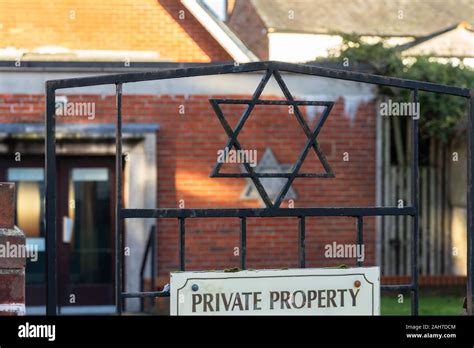 Star Of David And Private Property Sign At The Entrance To The