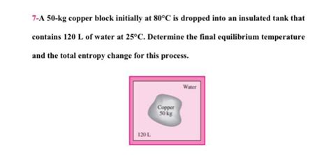 Solved 7 A 50 Kg Copper Block Initially At 80C Is Dropped Chegg