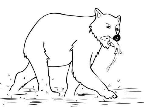 Brown Bear Fishing Coloring Pages