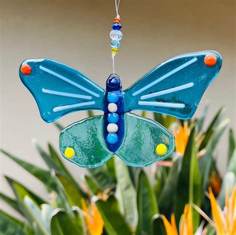 Fused Glass Butterfly Suncatcher Wall Hanging Butterfly Etsy