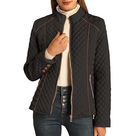 Bellivera Womens Stand Collar Lightweight Quilted Puffer