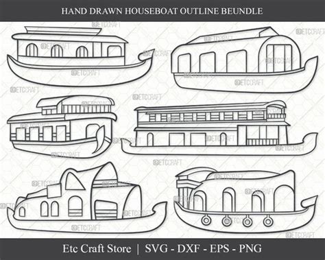 Houseboat SVG Houseboat Outline Boat House Svg Boat Svg - Etsy