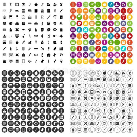 100 Vector Fijado De Los Efectos De Escritorio Iconos Variable