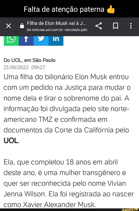 Falta De Atenção Paterna Ds Filha De Elon Musk Vai à J De Noticias