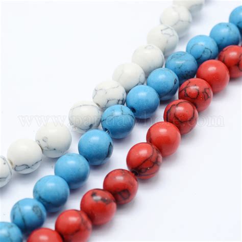 China Factory Synthetic Howlite Bead Strand Dyed Round 4mm Hole 1mm