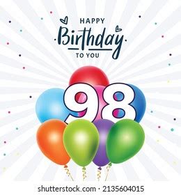 Happy 98th Birthday Greeting Card Vector Stock Vector (Royalty Free ...