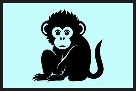 Silhouette Baby Monkey Cartoon Icon Graphic by N-paTTerN · Creative Fabrica