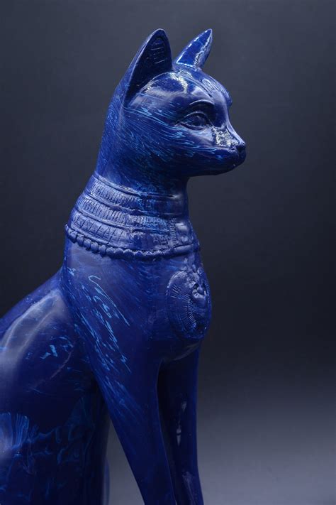 Déesse égyptienne dart Bastet statue bleue de chat faite en Etsy