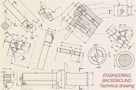 Premium Vector Mechanical Engineering Drawings On Light Background