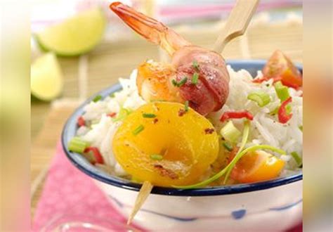 Brochettes De Gambas Et Abricots Recette Version Femina