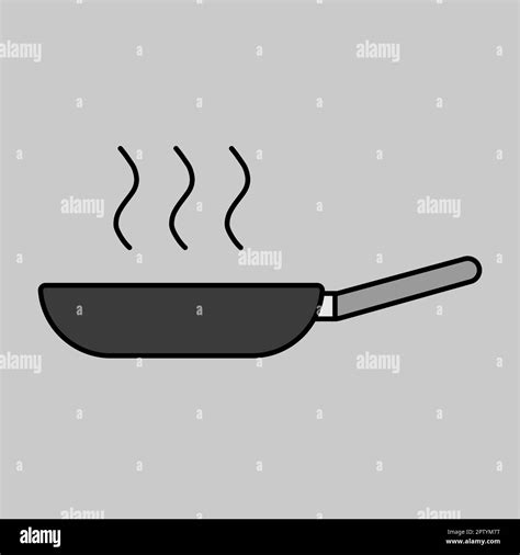 Frying Pan Vector Grayscale Icon Kitchen Appliance Graph Symbol For