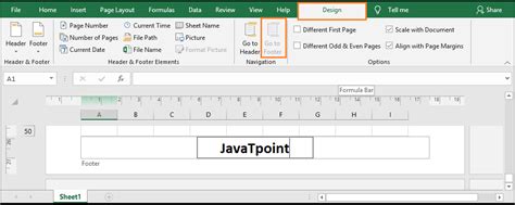 Excel Header and Footer - javatpoint