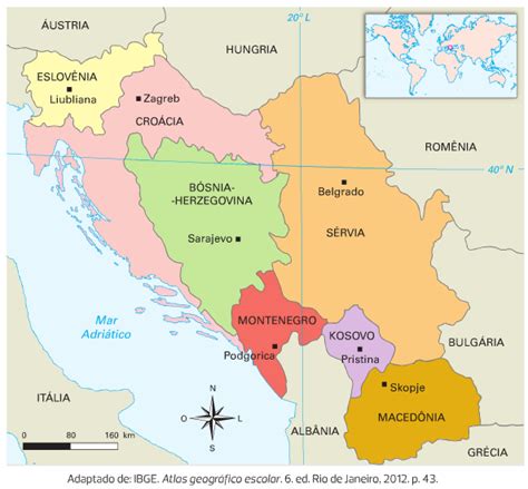 Sérvia E Croácia São Dois Países Que Pertenciam A Antiga - Mapa dos países resultantes da antiga Iugoslávia.