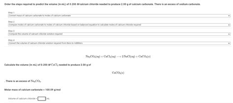 Solved Na2CO3 Aq CaCl2 Aq 2NaCl Aq CaCO3 S Calculate The Chegg