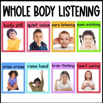 Whole Body Listening Posters Real Pictures Classroom Rules Tpt