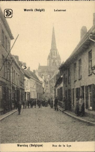 Ansichtskarte Postkarte Geluwe Wervik Westflandern Leiestraat