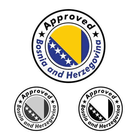 Vector Stamp Of Approved Logo With Bosnia And Herzegovina Flag In The