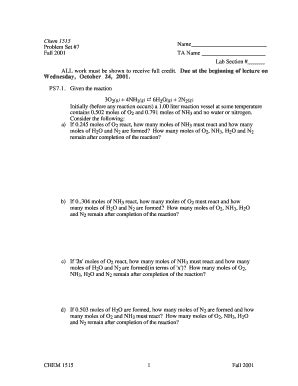 Fillable Online Genchem Chem Okstate Chem Problem Set Fall