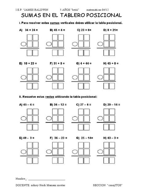 Sumas En El Tablero Posicional 04 Pdf