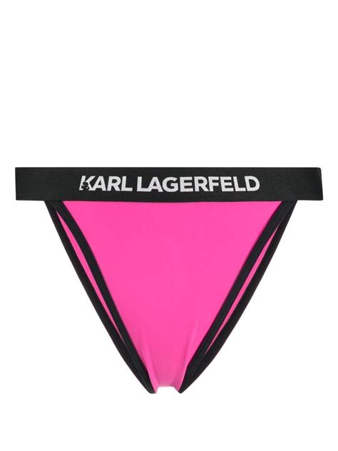 Karl Lagerfeld Logo Waistband Bikini Bottoms Pink FARFETCH