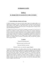 INTRODUCCIÓN TEMA 1EL DERECHO ECLESIÁSTICO DEL ESTADO Apuntes de