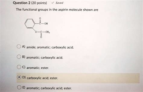 Aspirin Molecule Functional Groups