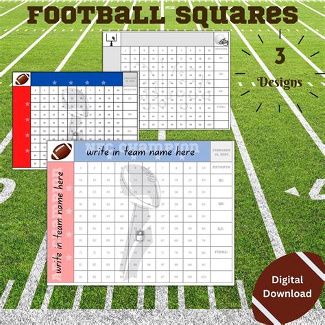 Super Bowl Squares Football Squares Super Bowl Games Super Bowl 57 - Etsy