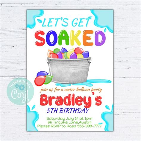 Water Balloon Birthday Invitation Water Fight Birthday Invite Let S